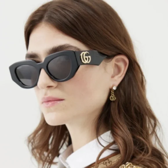 NEW GUCCI GG1421S 001 WOMEN BLACK SUNGLASSES GUCCI - Picture 7 of 15